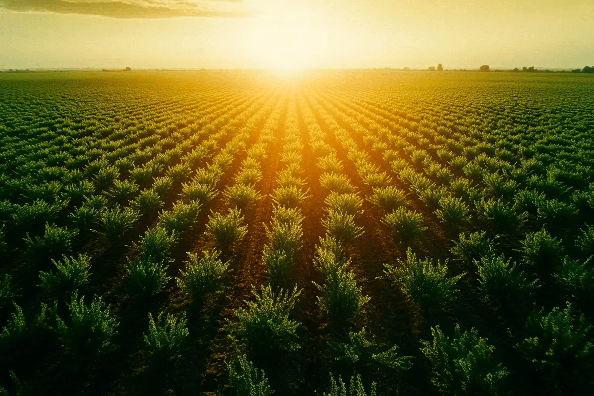 Carbon Credit Market Prepares for Transformational Growth_An elevated drone image presenting a vast field populated with newly planted trees_visual 1