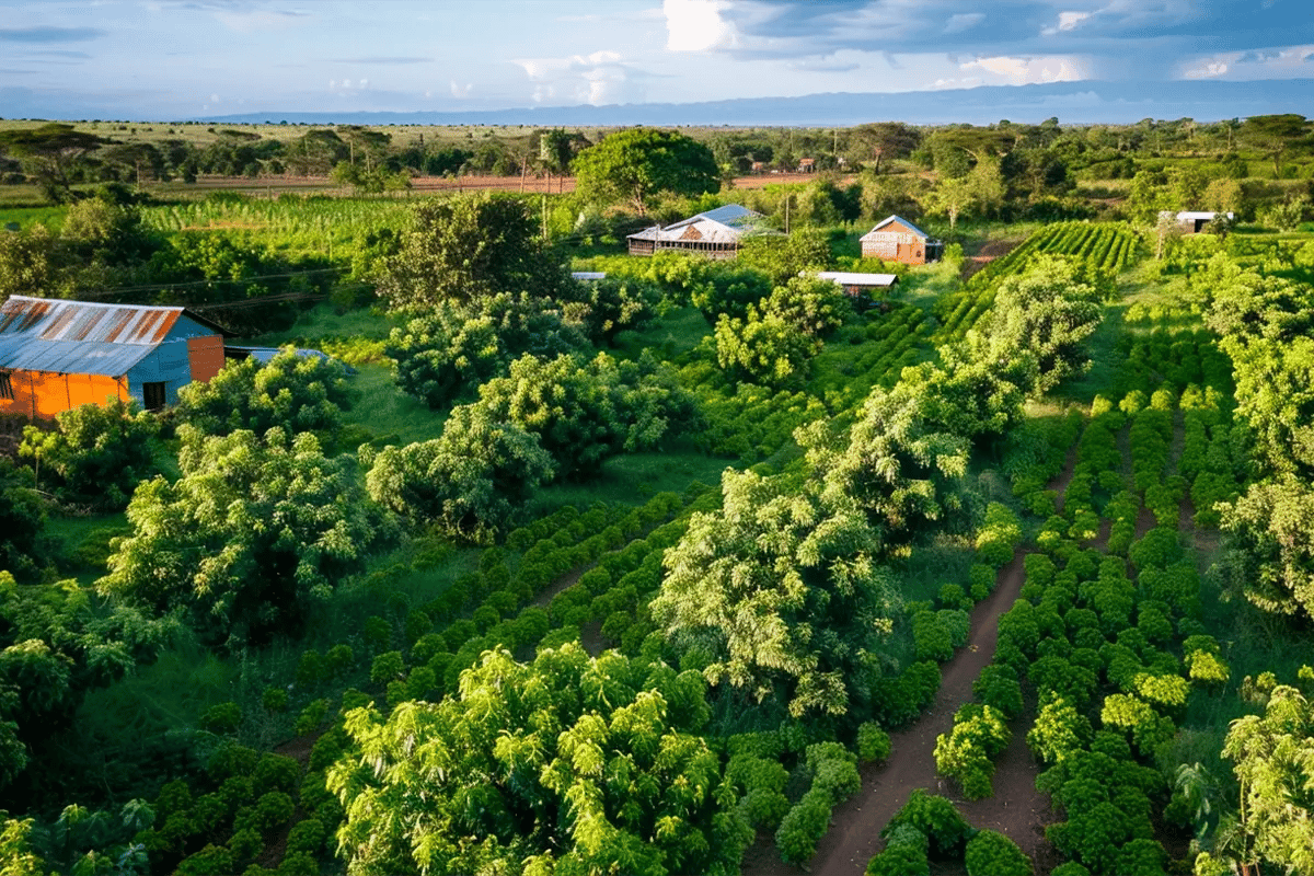 Nature-based Solutions Leveraging Ecosystems for Carbon Mitigation and Beyond_Drone photo of an agroforestry landscape in Africa_visual 4