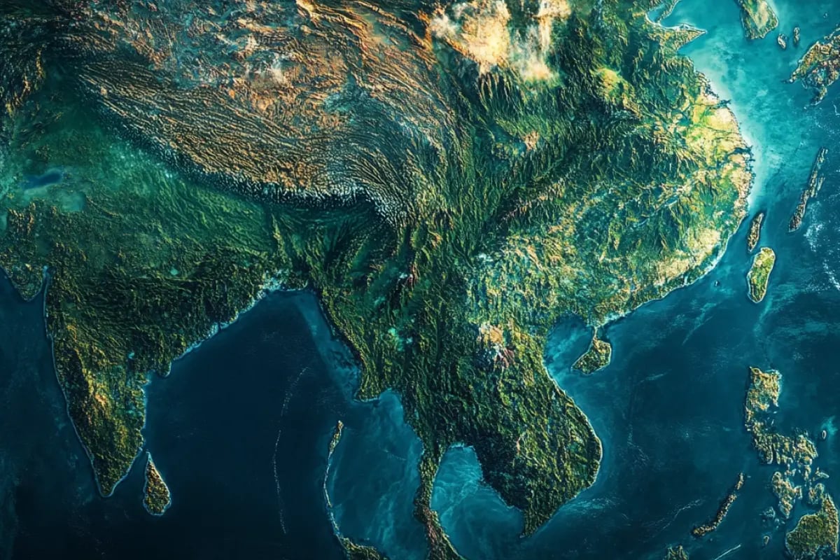Science-Based Targets Gain Ground_ Asia Sets the Pace_satellite image of China and surrounding East and Southeast Asia, highlighting forests and greenery_visual 1