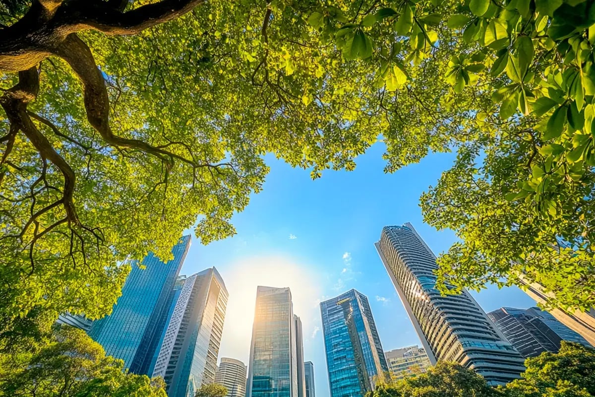 Singapore Accelerates Net Zero Efforts with New Emissions Targets_A sight of Singapore beyond the trees_visual 1