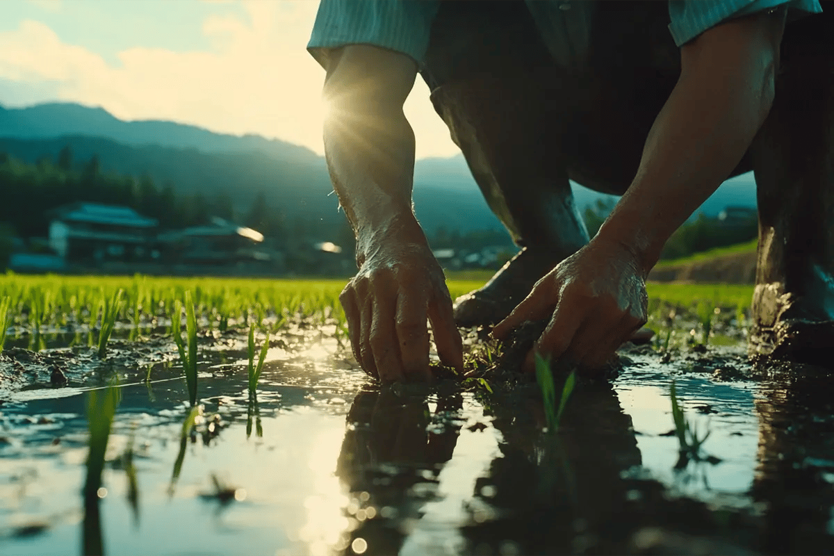 Tokyo Stock Exchange Adds Biochar and Rice to Carbon Credit Market_A close-up of a man working on a rice cultivation project in Fukushima Prefecture_visual 1