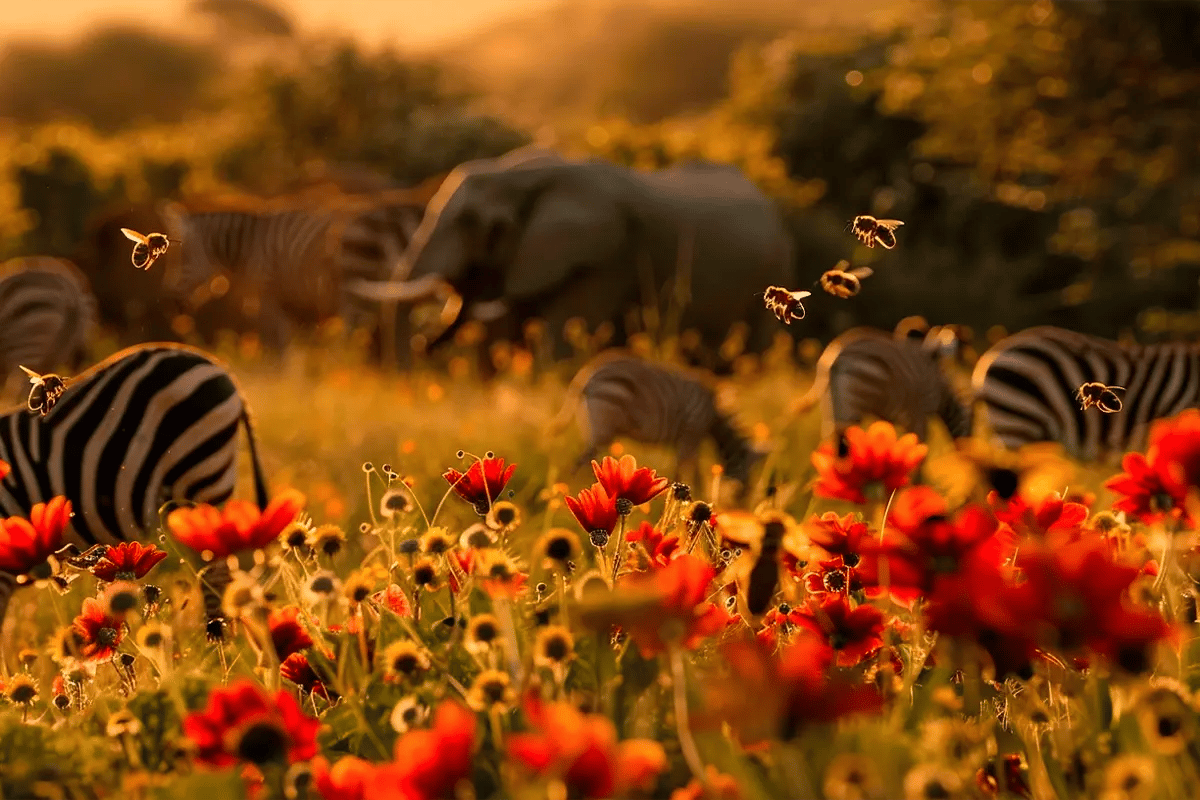 Who is Buying Carbon Units (and Why)_A close-up of a biodiverse African meadow with elephants and zebras in the background_visual 3